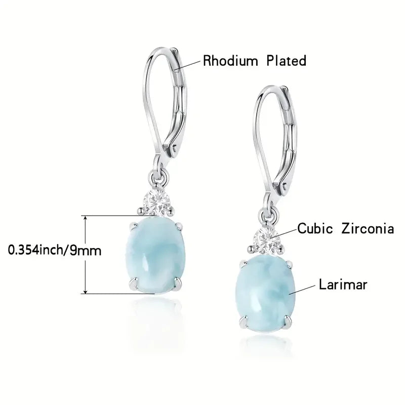 Larimar Silver Drop Earrings