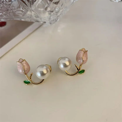 Pearl Tulip Stud Earrings