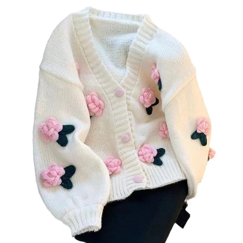 3D Flower Knit Cardigan