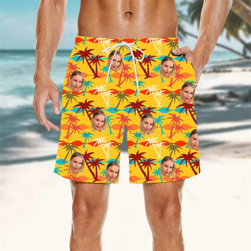 Palm Leaf 3D Print Swim Trunks