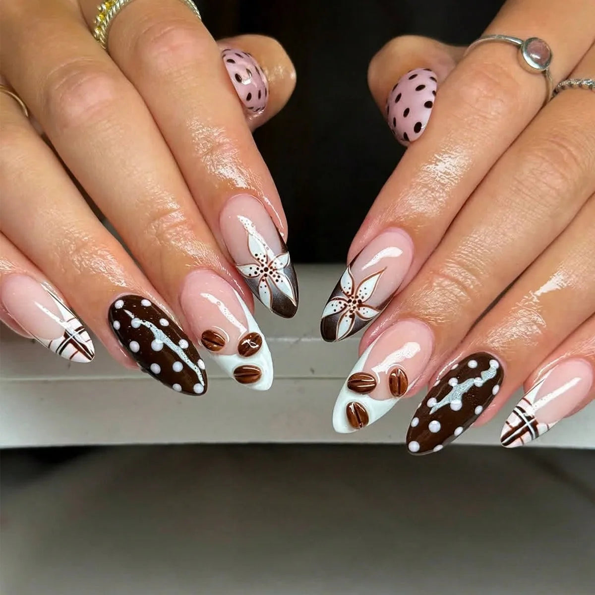 Blue Press Nails Polka Dot