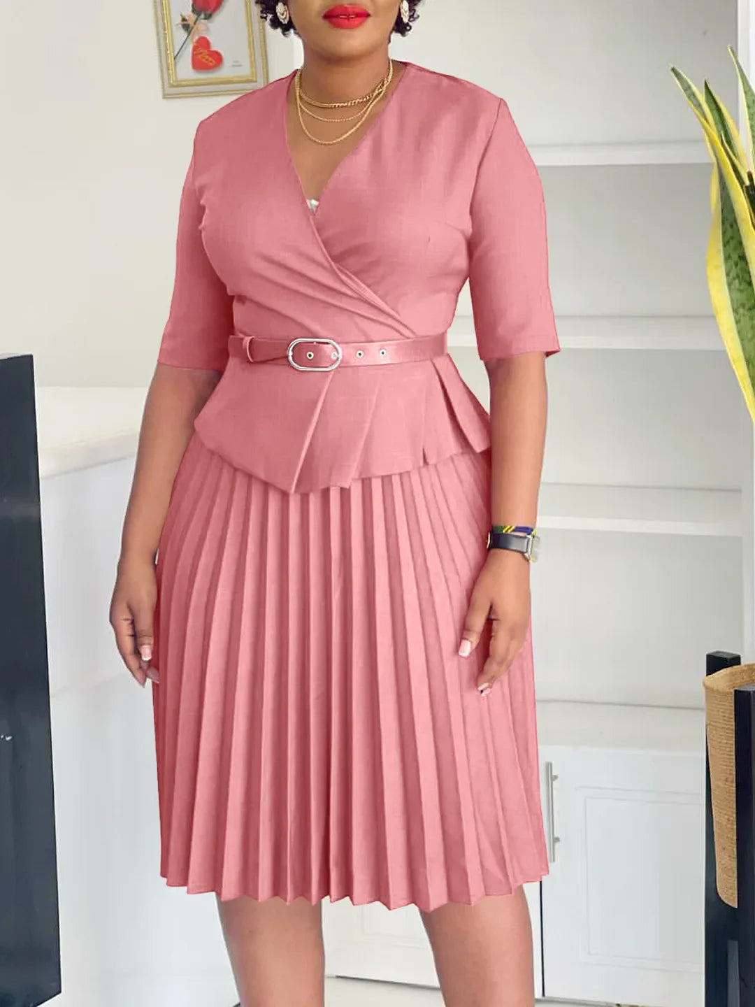 Plus Size Pleated Dress