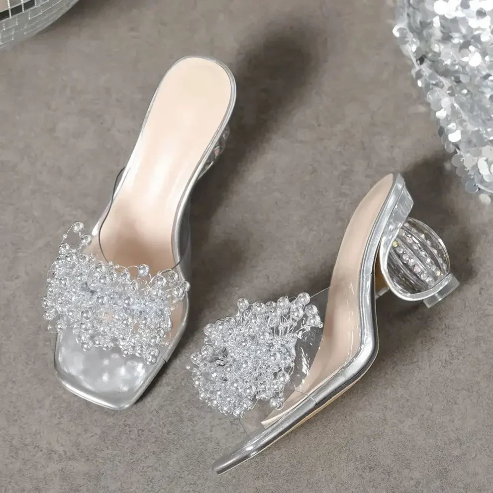Diamond Embellished Mules Sandals