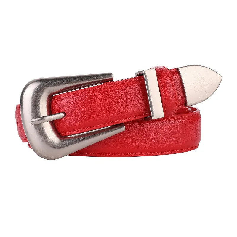 Burgundy Leather Belt with Gold Buckle