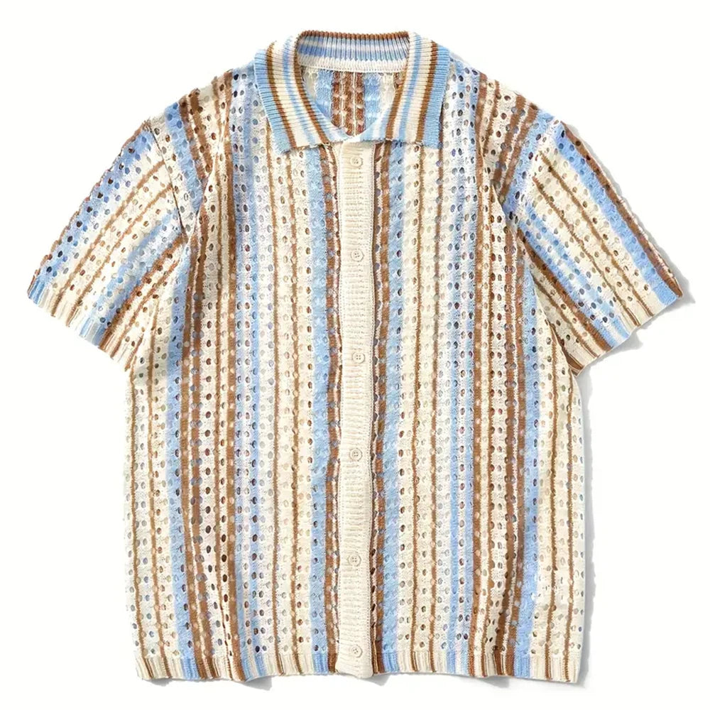 Retro Knit Lapel Polo
