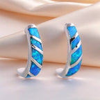 Blue Opal Geometric Drop Earrings