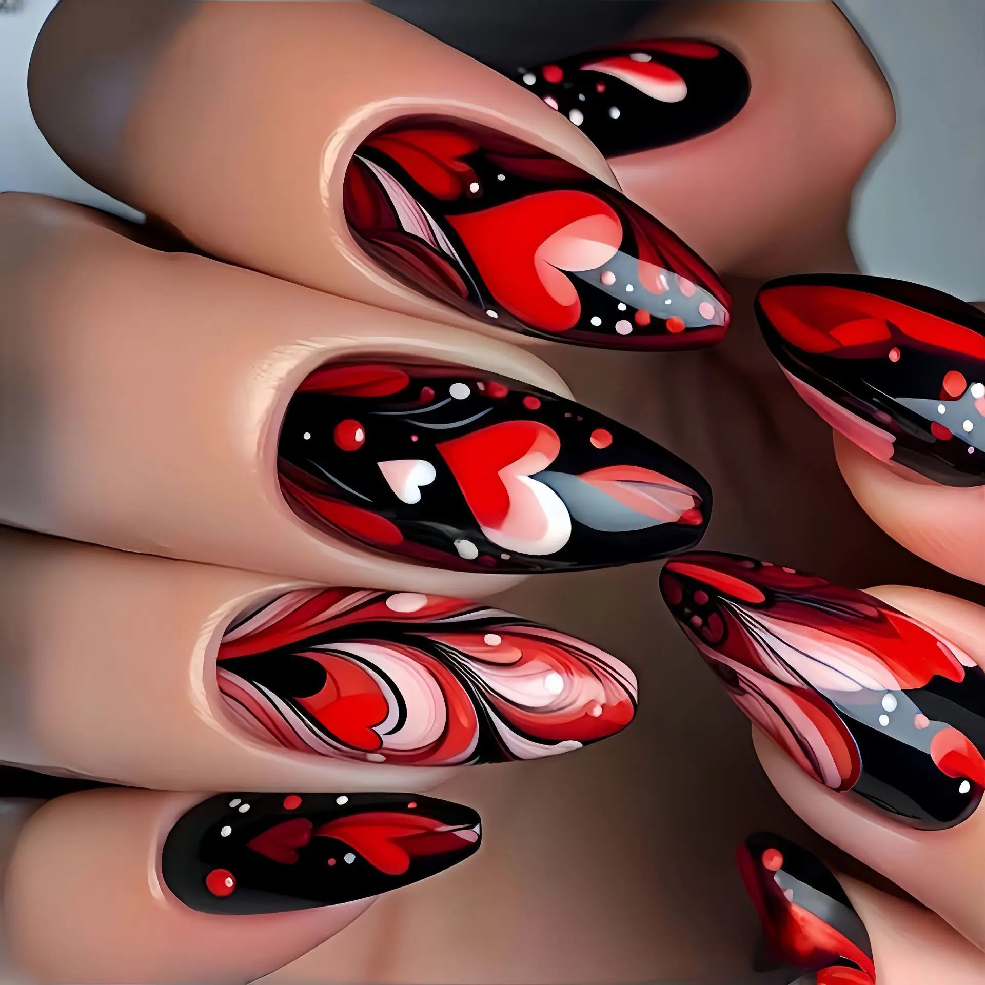 Gothic False Nails Dark Red