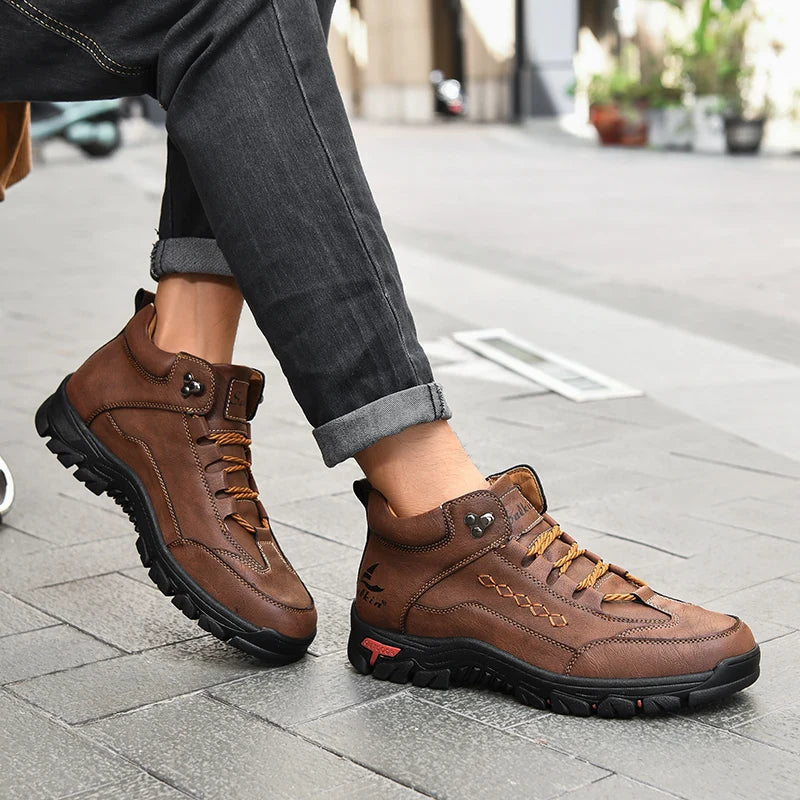 High-Top Round-Toe Lace-Up Boots