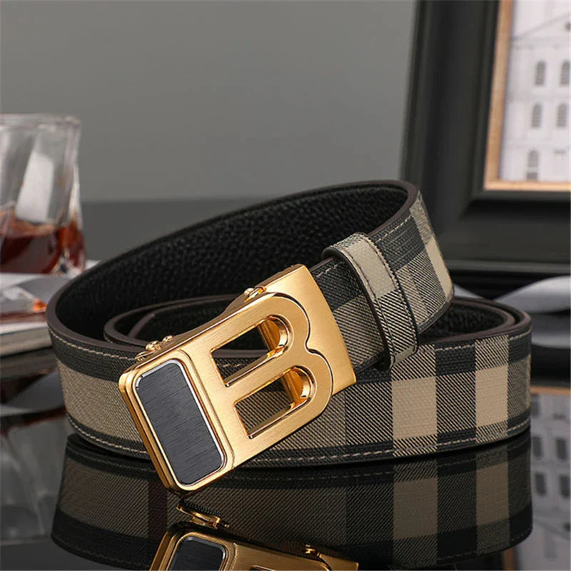 Wide leather canvas belt