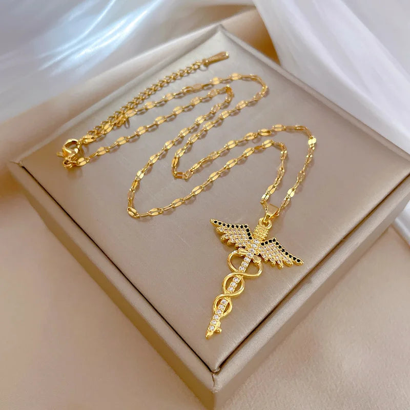 Dragonfly Zircon Pendant Necklace
