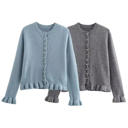 Bluey Gray Ruffle Cardigan