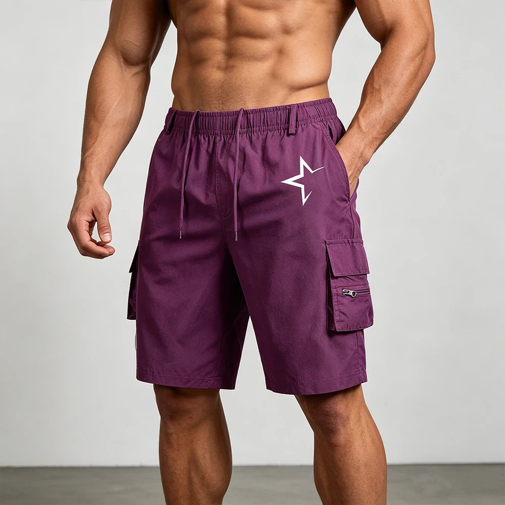 Quick-Dry Star Print Cargo Shorts