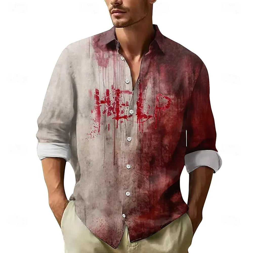 Letter Print Blood Stain Shirt
