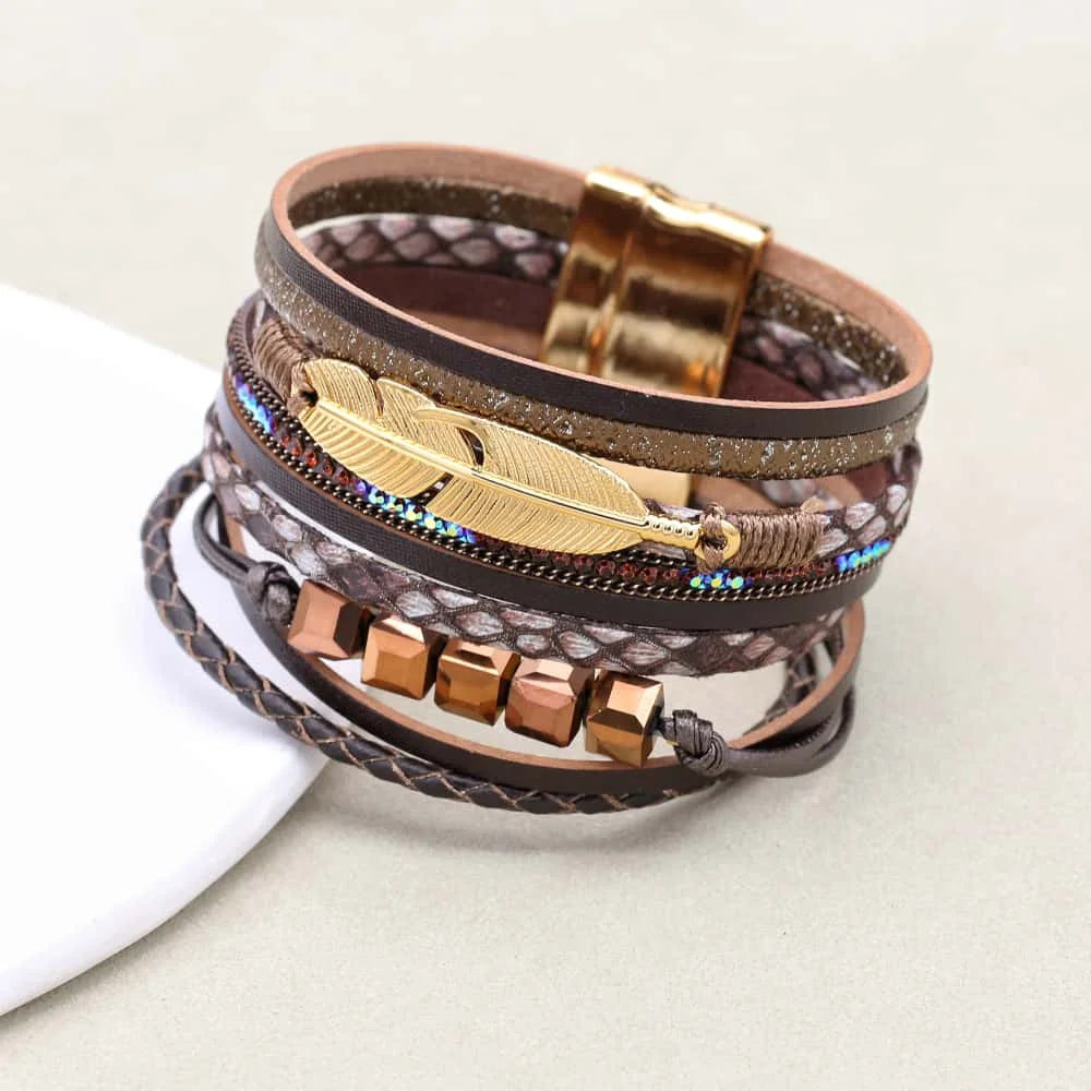 Love Heart Charm Leather Bracelet