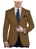 Herringbone Tweed Single-Breasted Blazer