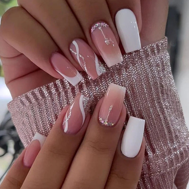 Mid-length French False Nails Leopard