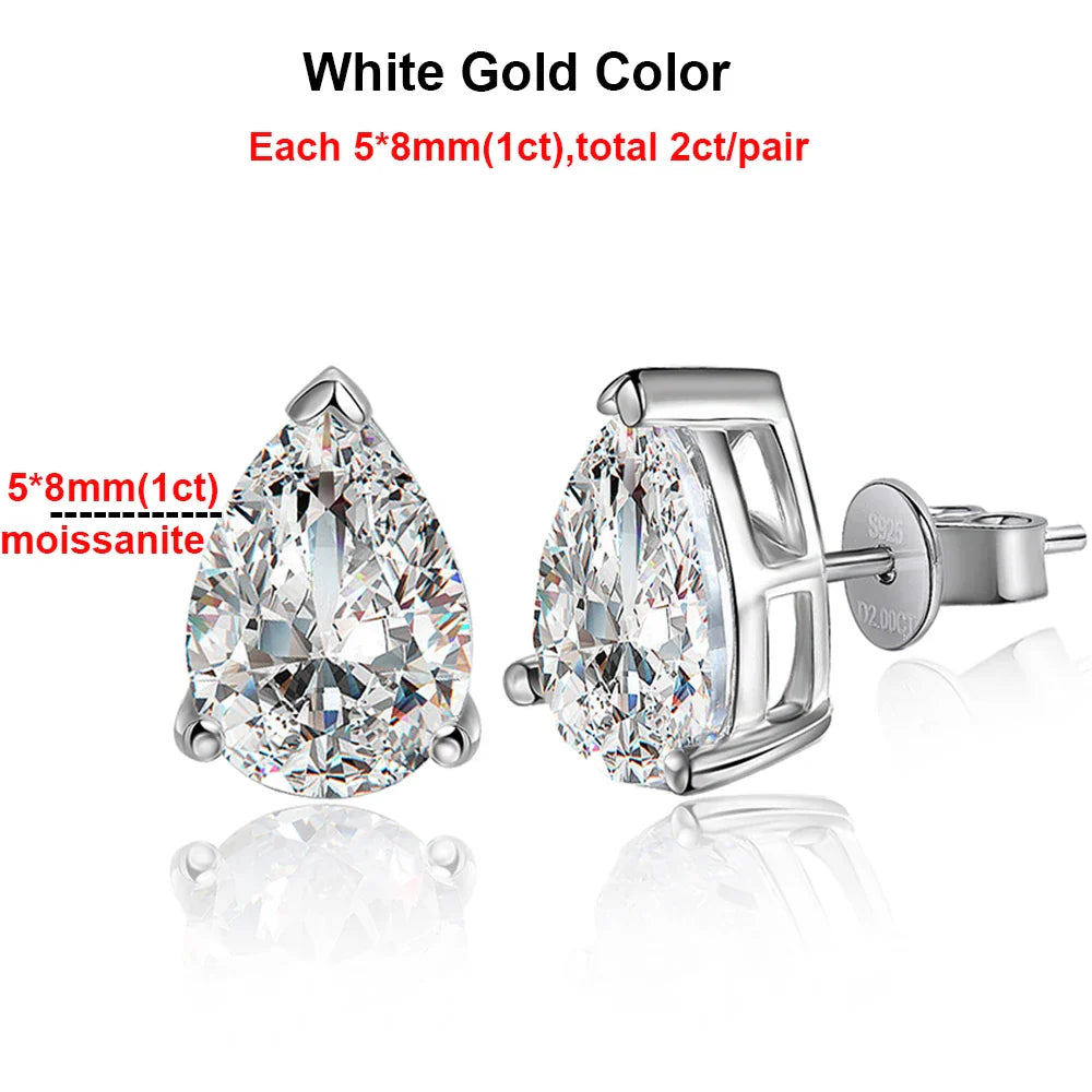 Pear Cut Moissanite Stud Earrings