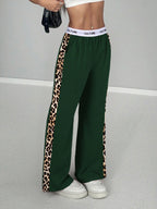Leopard Side-Stripe Wide-Leg Trousers