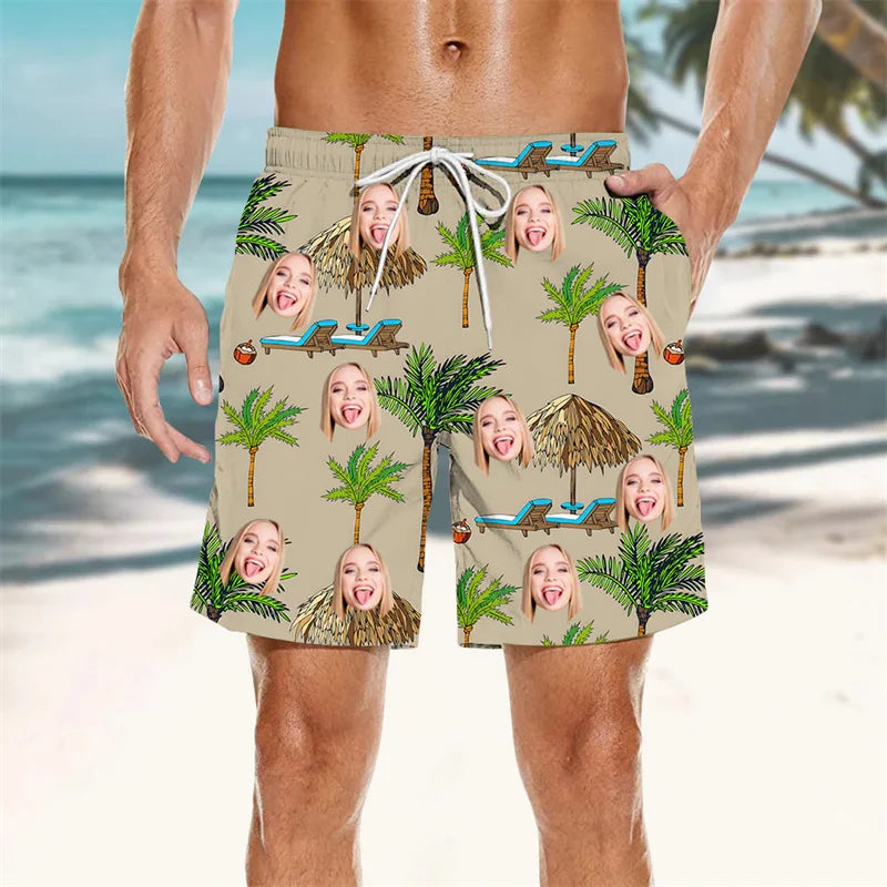 Palm Leaf 3D Print Swim Trunks