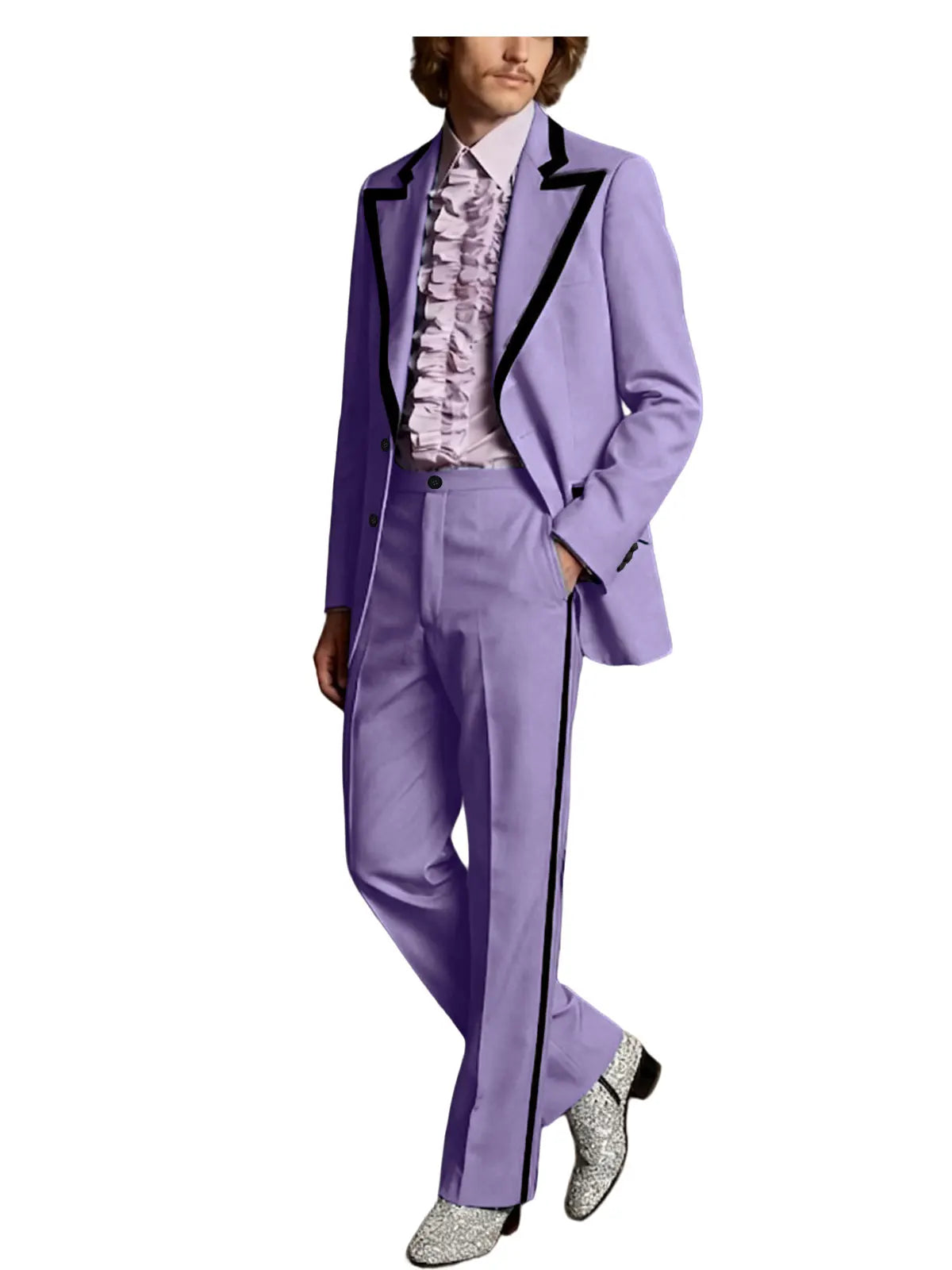 Black Trim Slim Tuxedo Suit Set