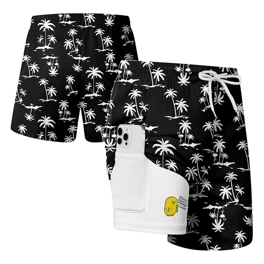 Duck Print Quick-Dry Swim Trunks