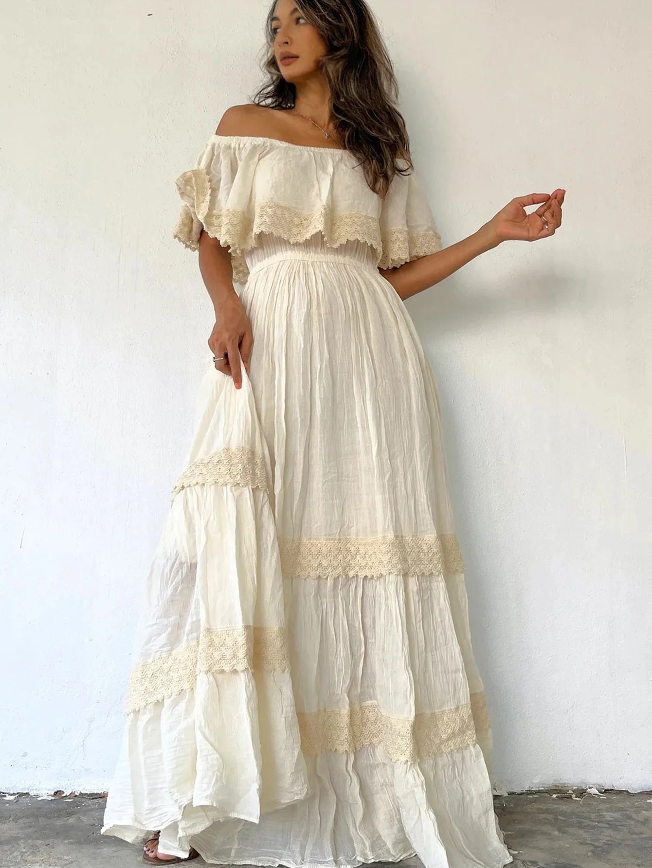 Floral Lace V-Neck Maxi Dress