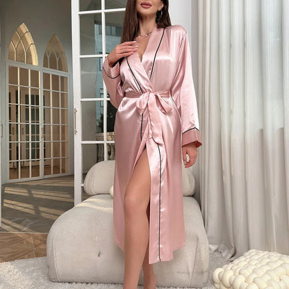 Long Silk Summer Satin Bathrobe