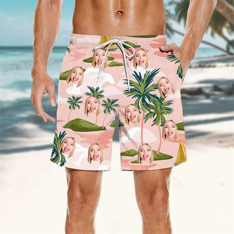 Palm Leaf 3D Print Swim Trunks