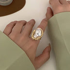 White Red Heart Ring