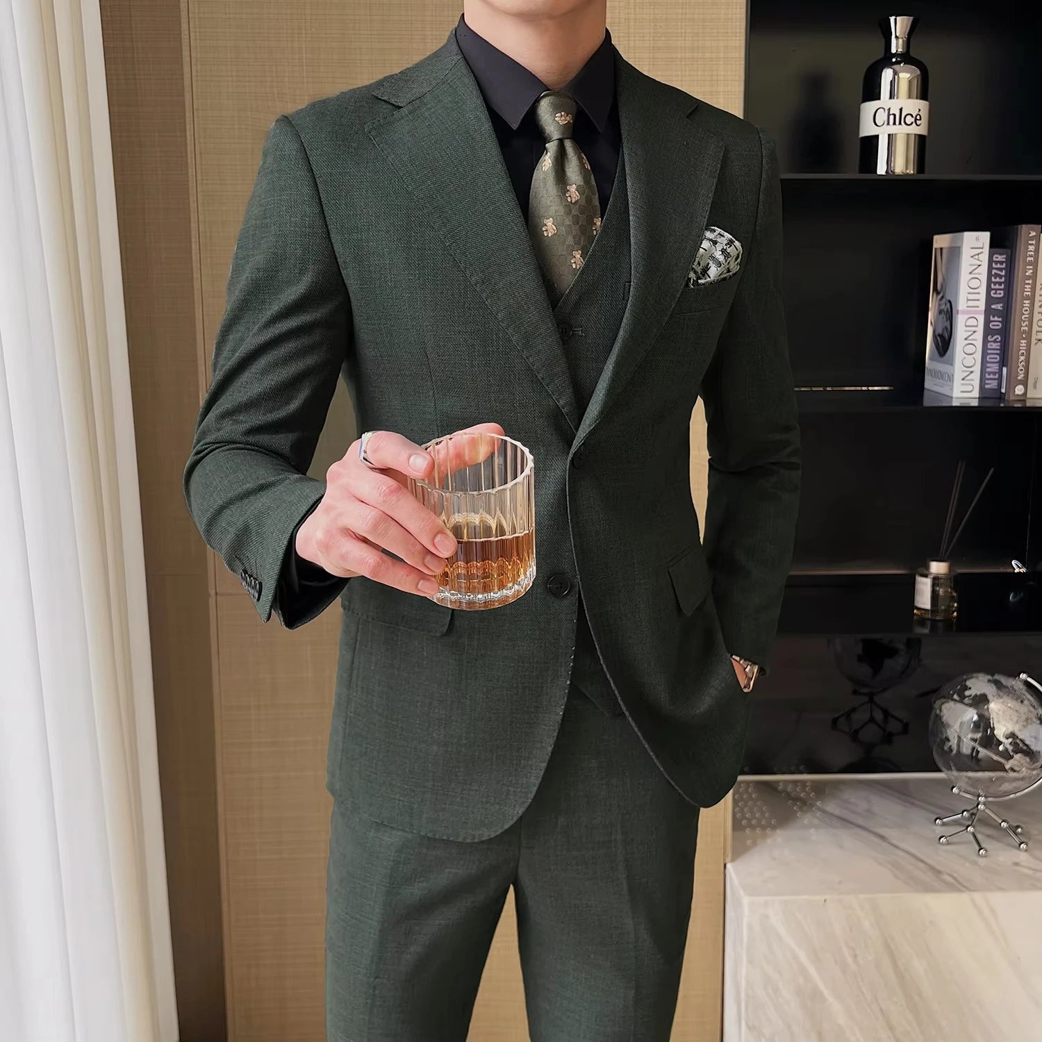 British Linen Slim Groom Suit Set