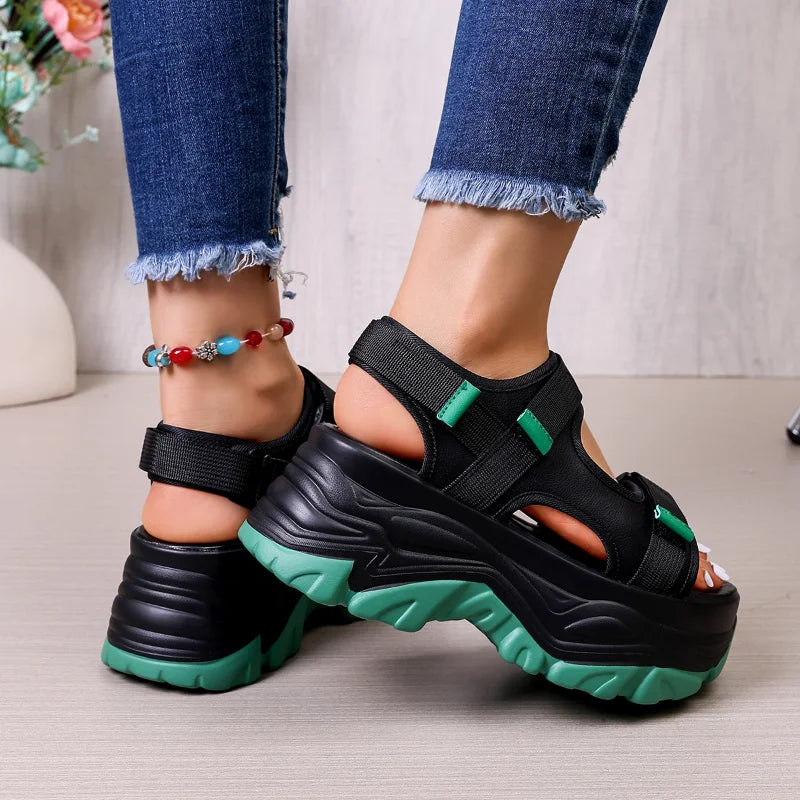 Women Sewing Wedge Sandals