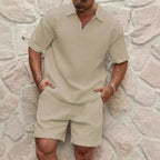 Waffle Polo Short-Sleeve Sports Set