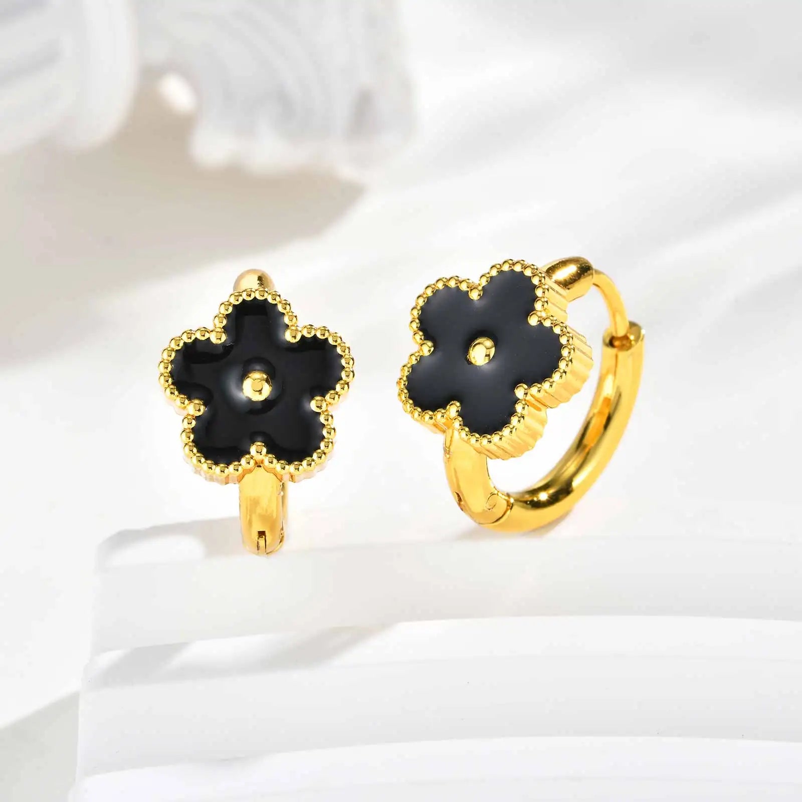 Flower Gold Hoop Earrings