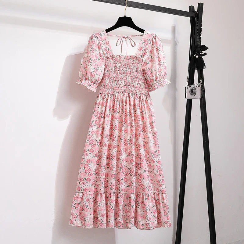 Summer Pleated Chiffon Dress