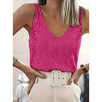 Sequin V-Neck Tank Top