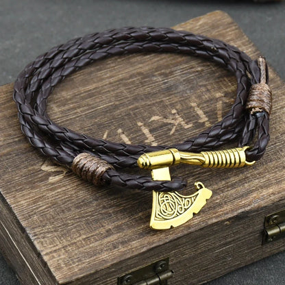Viking Axe Leather Bracelet
