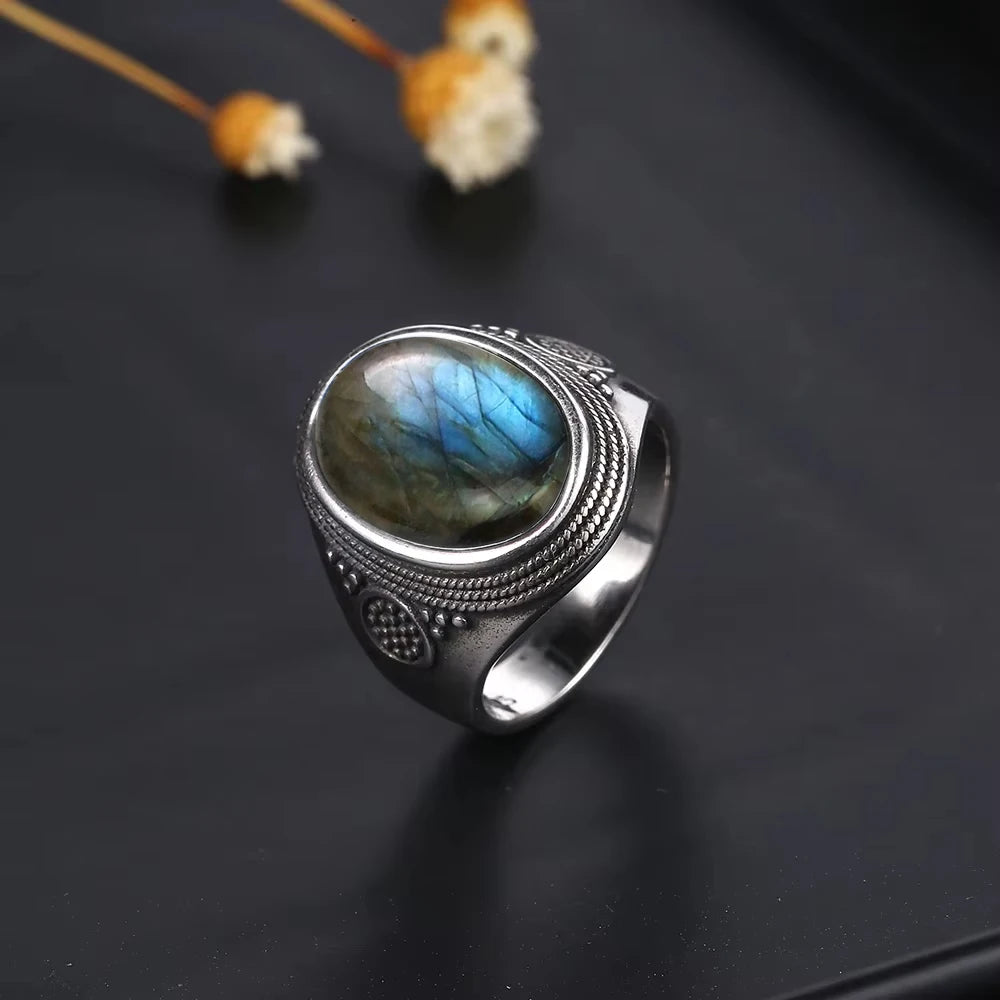 Intgem Labradorite Moonstone Ring