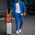 Waffle Zip Shirt Coat Trousers Set