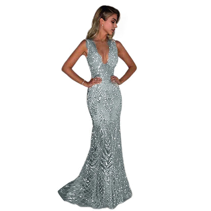 Sequin Mesh Evening Party Dress