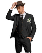 Three-Piece Linen Notch-Lapel Suit