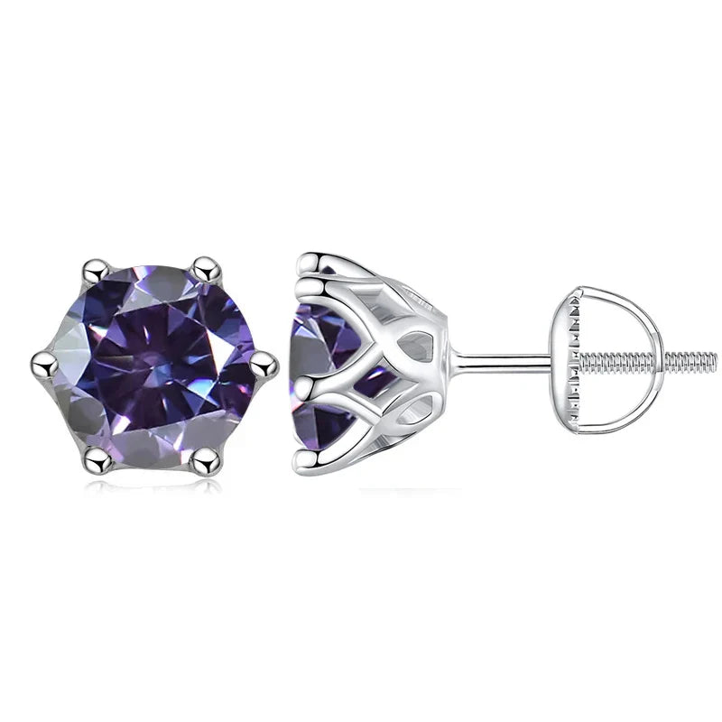 Colorful Moissanite Stud Earrings