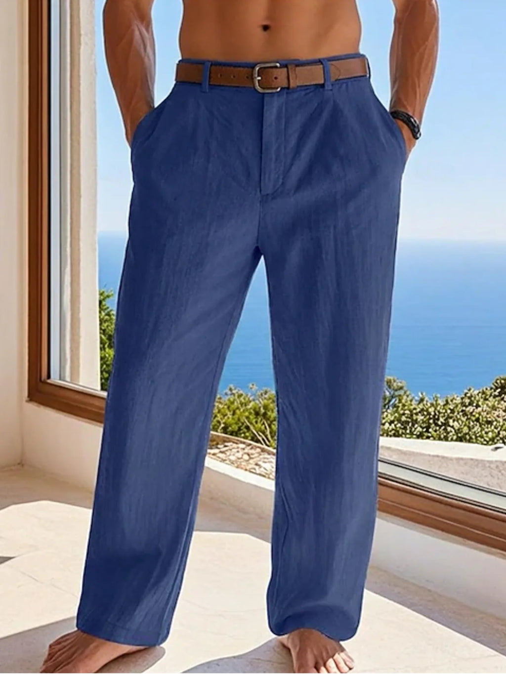 Loose Linen Pleated Casual Trousers
