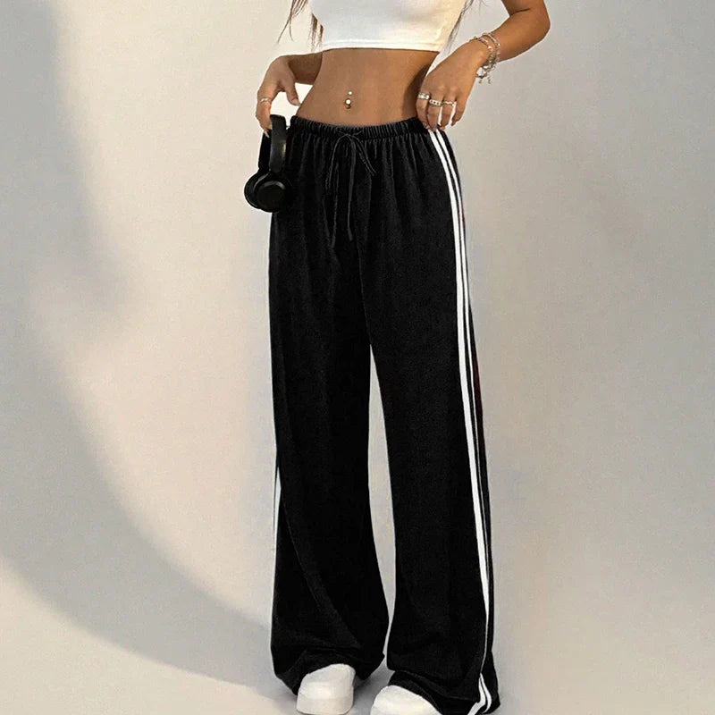 Women’s Striped Drawstring Straight Pants