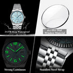 POEDAGAR Gold Green Quartz Watch