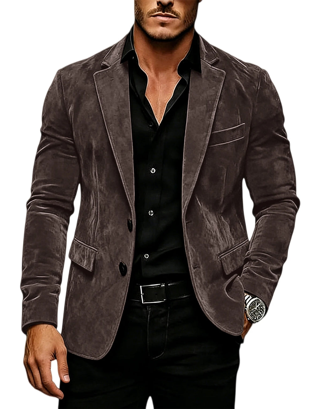 Suede Texture Notch-Lapel Sport Coat