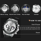 POEDAGAR Military Chronograph Silicone Watch