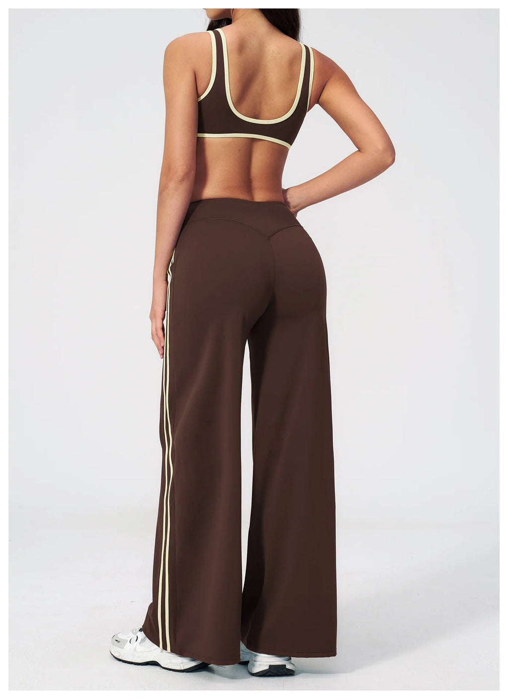Nylon Striped Sleeveless True-To-Size Fit Two-Piece Yoga Set