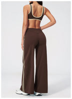 Nylon Striped Sleeveless True-To-Size Fit Two-Piece Yoga Set