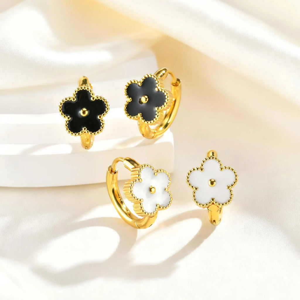 Flower Gold Hoop Earrings