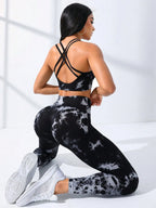 Checkered Seamless High-Waist Two-Piece Yoga Set